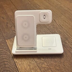 3-in-1 White Wireless Charging Stand for Phone, Earbuds & Watch